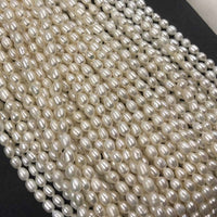 ELEISPL Newly Lots 20 Strands 4-5mm Rice White Freshwater Pearls Strings Free Shipping