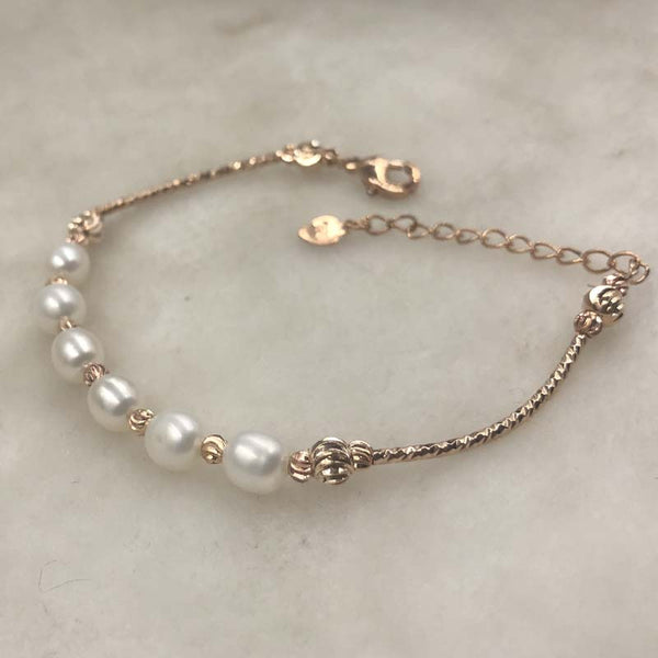 24 Qty fine genuine white pink purple freshwater pearl bracelet rose gold silver plated