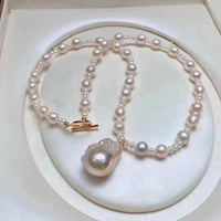 Baroque Huge Baroque Kasumi Pearls Pendant with 3-8mm Small White FW Pearl Necklace