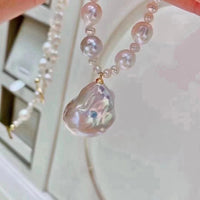 Baroque Huge Baroque Kasumi Pearls Pendant with 3-8mm Small White FW Pearl Necklace