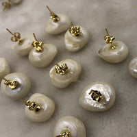 ELEISPL JEWELR For 10 Pairs Big Natural Unique Baroque Pearls Studs Earring Golden Post