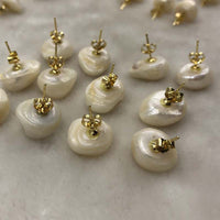 ELEISPL JEWELR For 10 Pairs Big Natural Unique Baroque Pearls Studs Earring Golden Post