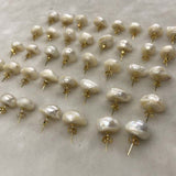 ELEISPL JEWELR For 10 Pairs Big Natural Unique Baroque Pearls Studs Earring Golden Post