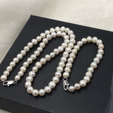 ELEISPL JEWELRY Wholesale 7-8MM White Pearls Necklace Bracelet Sets