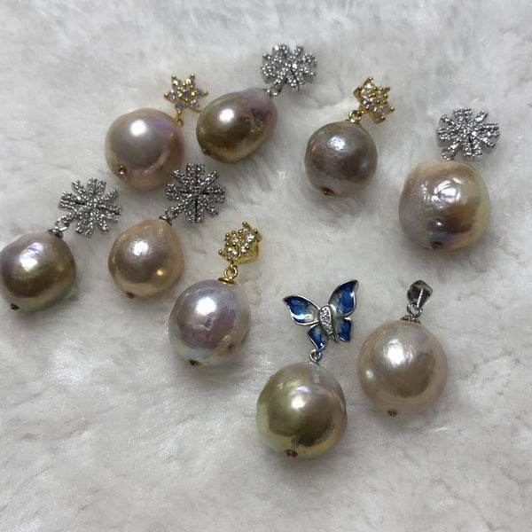 ELEISPL JEWELRY 9 Qty 12-15mm Mixed Furrow Kasumi Pearl Pendants #23500-1