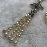 ELEISPL JEWELRY Sweater Long Necklace 65cm +11cm Pendant 4mm Rice Freshwater Pearls  #23500-2