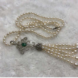 ELEISPL JEWELRY Sweater Long Necklace 65cm +11cm Pendant 4mm Rice Freshwater Pearls  #23500-2