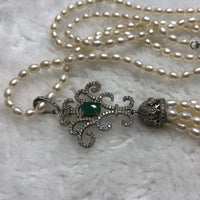 ELEISPL JEWELRY Sweater Long Necklace 65cm +11cm Pendant 4mm Rice Freshwater Pearls  #23500-2