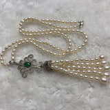 ELEISPL JEWELRY Sweater Long Necklace 65cm +11cm Pendant 4mm Rice Freshwater Pearls  #23500-2