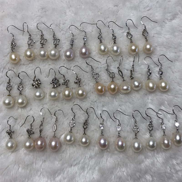 ELEISPL JEWELRY 17 Pairs 10-11*11-12mm Drop FW Pearls Dangle Earrings #23500-3-3