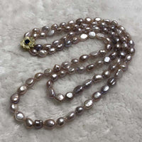 [ELEISPL] 50CM 2Rows 9*10-12mm Baroque FW Pearls Necklace #23500-3-4