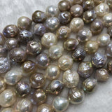 ELEISPL Wholesale 6 Strands 11-15mm Natural Thick Freshwater Nucleated Pearls Loose Strings #23500-5