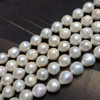 ELEISPL Wholesale 5 Strands 10-12mm White Thick Freshwater Nucleated Pearls Loose Strings #23500-6