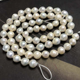 ELEISPL Wholesale 5 Strands 10-12mm White Thick Freshwater Nucleated Pearls Loose Strings #23500-6