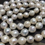 ELEISPL Wholesale 5 Strands 10-12mm White Thick Freshwater Nucleated Pearls Loose Strings #23500-6