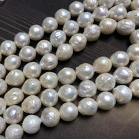 ELEISPL Wholesale 5 Strands 10-12mm White Thick Freshwater Nucleated Pearls Loose Strings #23500-6