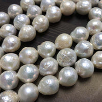 ELEISPL Wholesale 5 Strands 10-12mm White Thick Freshwater Nucleated Pearls Loose Strings #23500-6