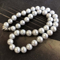 ELEISPL 45cm 9-10mm gray cultured freshwater pearl necklace #23500-7-2