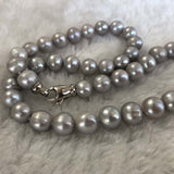 ELEISPL 45cm 9-10mm gray cultured freshwater pearl necklace #23500-7-2