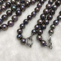 ELEISPL JEWELRY 2 Qty 88cm Long 10-13mm Round Black Pearls Necklace #23000-7-3