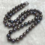 ELEISPL JEWELRY 2 Qty 88cm Long 10-13mm Round Black Pearls Necklace #23000-7-3