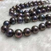 ELEISPL JEWELRY 2 Qty 88cm Long 10-13mm Round Black Pearls Necklace #23000-7-3