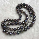 ELEISPL JEWELRY 2 Qty 88cm Long 10-13mm Round Black Pearls Necklace #23000-7-3