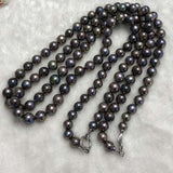 ELEISPL JEWELRY 2 Qty 88cm Long 10-13mm Round Black Pearls Necklace #23000-7-3