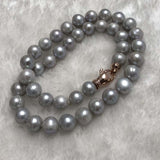 ELEISPL 45cm 8.5-9.5mm Round freshwater Grey pearl necklace #23500-7-4