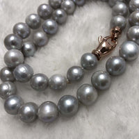 ELEISPL 45cm 8.5-9.5mm Round freshwater Grey pearl necklace #23500-7-4