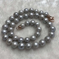 ELEISPL 45cm 8.5-9.5mm Round freshwater Grey pearl necklace #23500-7-4