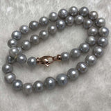 ELEISPL 45cm 8.5-9.5mm Round freshwater Grey pearl necklace #23500-7-4