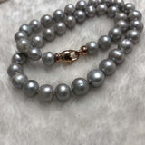 ELEISPL 45cm 8.5-9.5mm Round freshwater Grey pearl necklace #23500-7-4