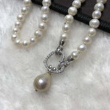 ELEISPL JEWELRY ELEISPL JEWELRY 10MM Natural Pearls Pendant 6-7mm White Freshwater Pearls Necklace #23500-7-6