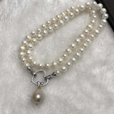 ELEISPL JEWELRY ELEISPL JEWELRY 10MM Natural Pearls Pendant 6-7mm White Freshwater Pearls Necklace #23500-7-6