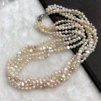 ELEISPL 46CM 4rows 4-5mm Baroque nugget Pearls Necklace #23500-7-7