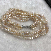 ELEISPL 46CM 4rows 4-5mm Baroque nugget Pearls Necklace #23500-7-7