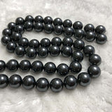 ELEISPL 5 Strands 14mm Perfect Round Black Sea Shell Pearl Beads Loose Strings Fulll Hole  #23501-1