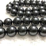 ELEISPL 5 Strands 14mm Perfect Round Black Sea Shell Pearl Beads Loose Strings Fulll Hole  #23501-1