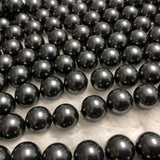 ELEISPL 5 Strands 14mm Perfect Round Black Sea Shell Pearl Beads Loose Strings Fulll Hole  #23501-1