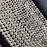 ELEISPL Wholesale 12 Strands 6mm 8mm Perfect Round White Sea Shell Pearl Loose Beads Strings Fulll Hole  #23501-4