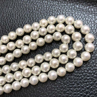 ELEISPL Wholesale 12 Strands 6mm 8mm Perfect Round White Sea Shell Pearl Loose Beads Strings Fulll Hole  #23501-4