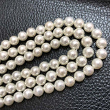 ELEISPL Wholesale 12 Strands 6mm 8mm Perfect Round White Sea Shell Pearl Loose Beads Strings Fulll Hole  #23501-4