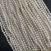 ELEISPL Wholesale 12 Strands 6mm 8mm Perfect Round White Sea Shell Pearl Loose Beads Strings Fulll Hole  #23501-4