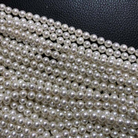 ELEISPL Wholesale 12 Strands 6mm 8mm Perfect Round White Sea Shell Pearl Loose Beads Strings Fulll Hole  #23501-4