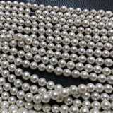 ELEISPL Wholesale 12 Strands 6mm 8mm Perfect Round White Sea Shell Pearl Loose Beads Strings Fulll Hole  #23501-4