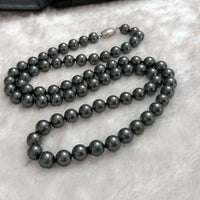 {ELEISPL] 80cm Long Necklace 10mm Black Perfect Round Sea Shell Beads #23501-5