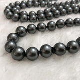 {ELEISPL] 80cm Long Necklace 10mm Black Perfect Round Sea Shell Beads #23501-5