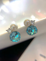 20 pairs Flashing studs earring crystal white pearl 925 silver needle