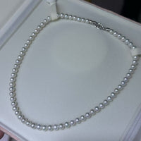 2025 Struning 5-6mm round natural white freshwater cultured pearl necklace sterling silver clasp